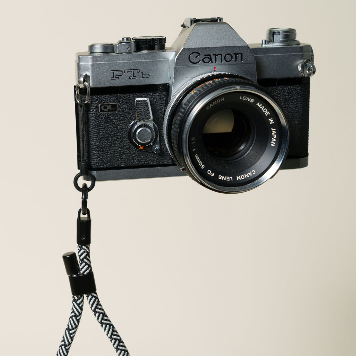 White & Black Y-Pattern Rope Camera Wrist Strap, Quick Release Claw Mount