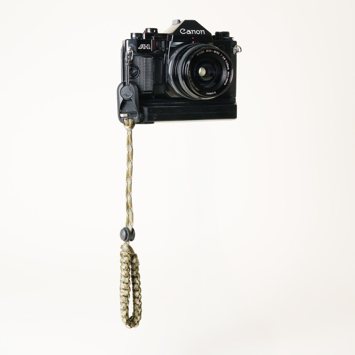 Camo Paracord Camera Wrist Strap, Adjustable, Tan or Green + Peak Design Anchor