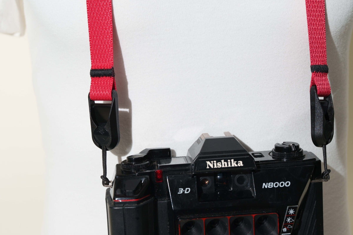 Red Diamond Pattern Camera Strap, Adjustable or Fixed + Peak Design Anchors