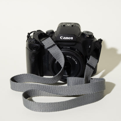Grey Cotton Camera Strap Combo, 40" Neck + 18" Wrist + Peak Design Anchors