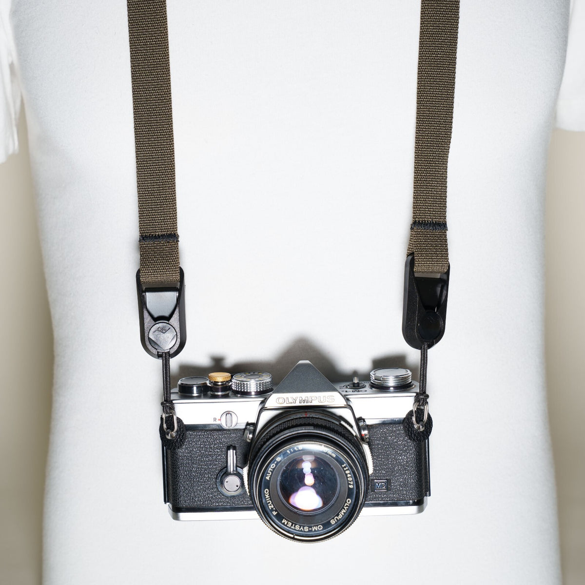 Olive Green Nylon Camera Strap 40" x 3/4" + Peak Design Anchors