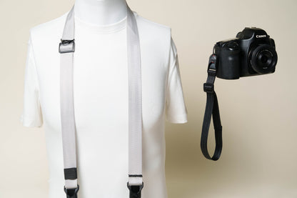 Quick Release Camera Strap Set, Silver 30-50" Neck + Black 18" Wrist