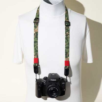 Green Camo Dual Adjustable Camera Strap 35-50", Accessory Mount + Peak Design Anchors