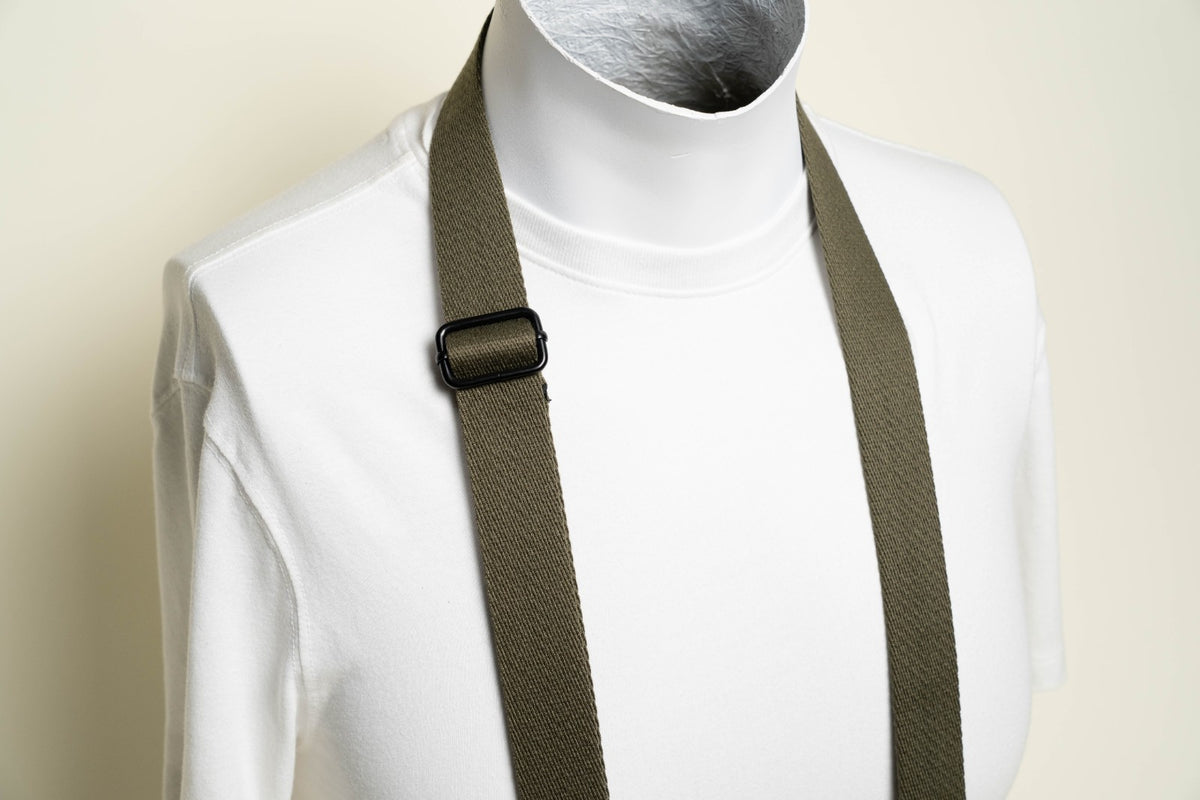 Olive Green Heavy Duty Cotton Camera Strap 1.25", Adjustable 30-50" + Peak Design Anchors