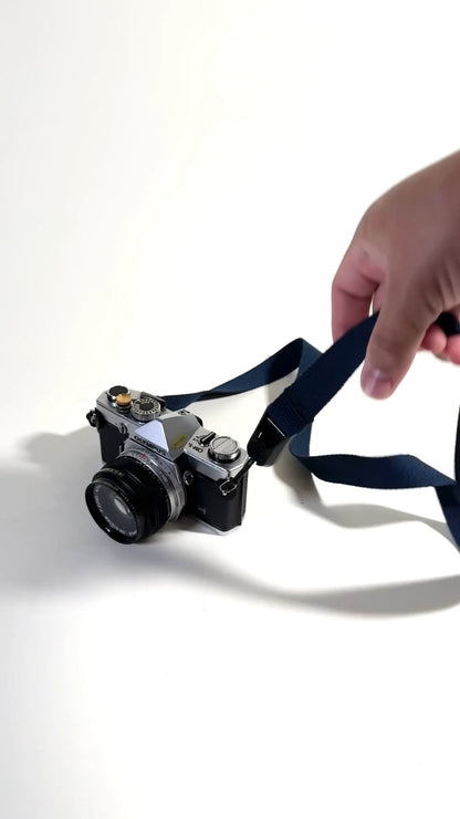 Navy Blue Cotton Camera Strap 42" x 1" + Peak Design Anchors