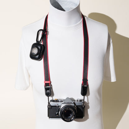 Black & Red Stripe Camera Strap Combo, Neck 22-40" + Wrist Strap