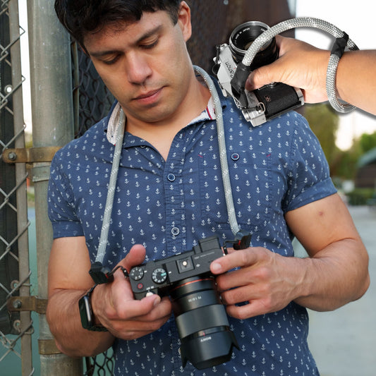 Grey Climbing Rope Camera Strap 42", Neck or Wrist + Peak Design Anchors
