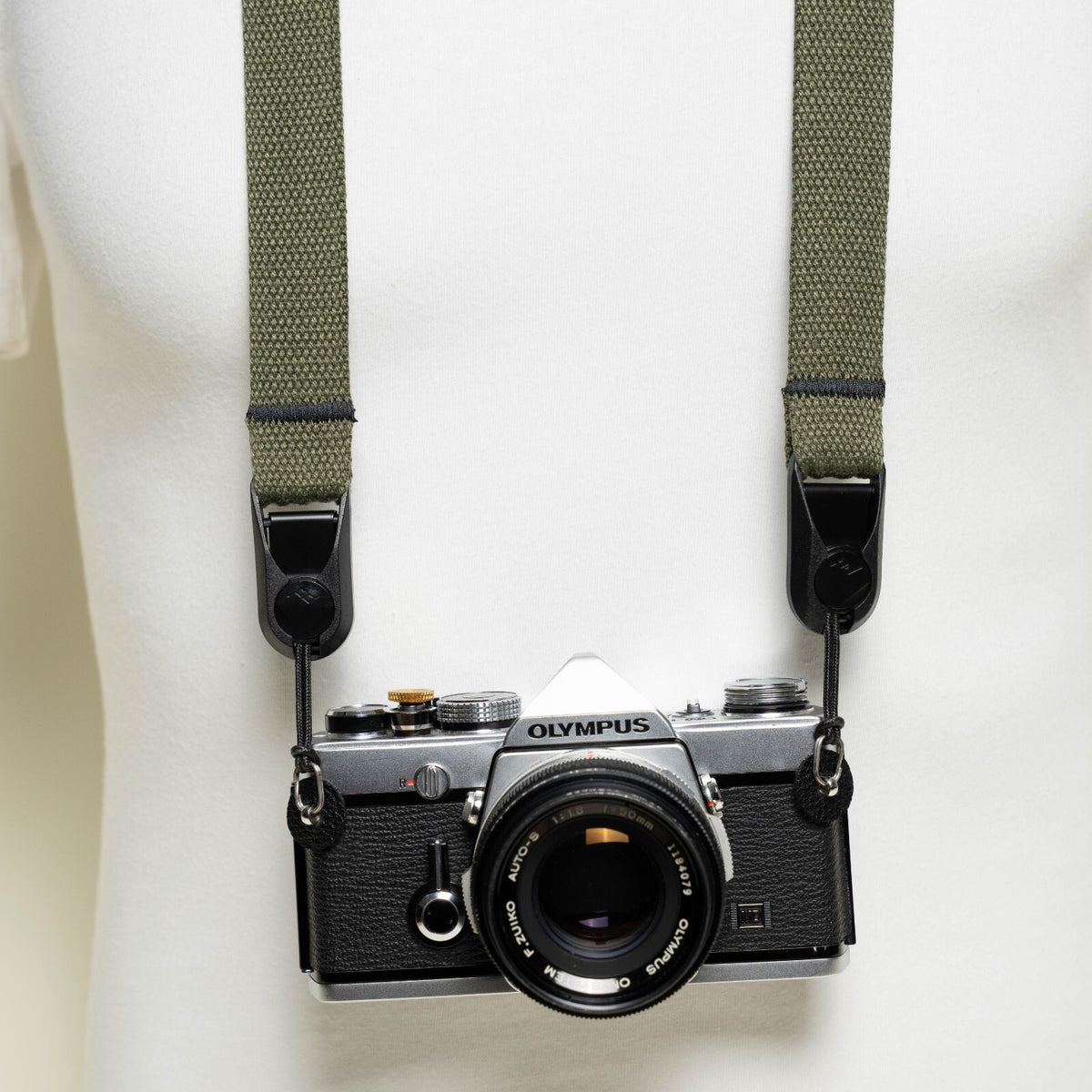 Cotton Camera Neck Strap 40" x 1", Navy Blue, Khaki or Olive Green + Peak Design Anchors