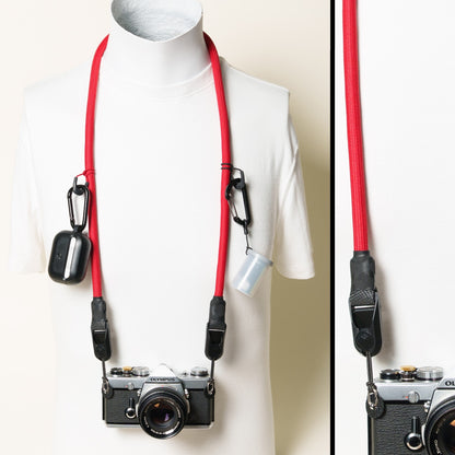 Climbing Rope Camera Strap, Red, Black or Blue, Neck 42" or Wrist + Peak Design Anchors
