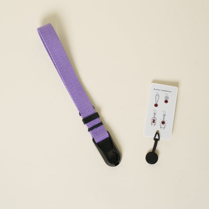 Purple Cotton Camera Strap, Adjustable Neck 30-50" or Wrist + Peak Design Anchors