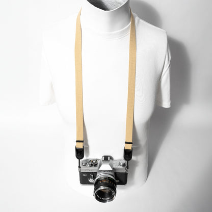Khaki Cotton Canvas Camera Strap, 42" x 3/4" + Black Peak Design Anchors