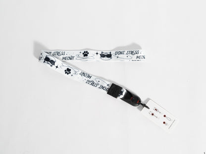 "Don't Stress Meowt" Cat Camera Lanyard, 1" x 38" + Peak Design Anchor