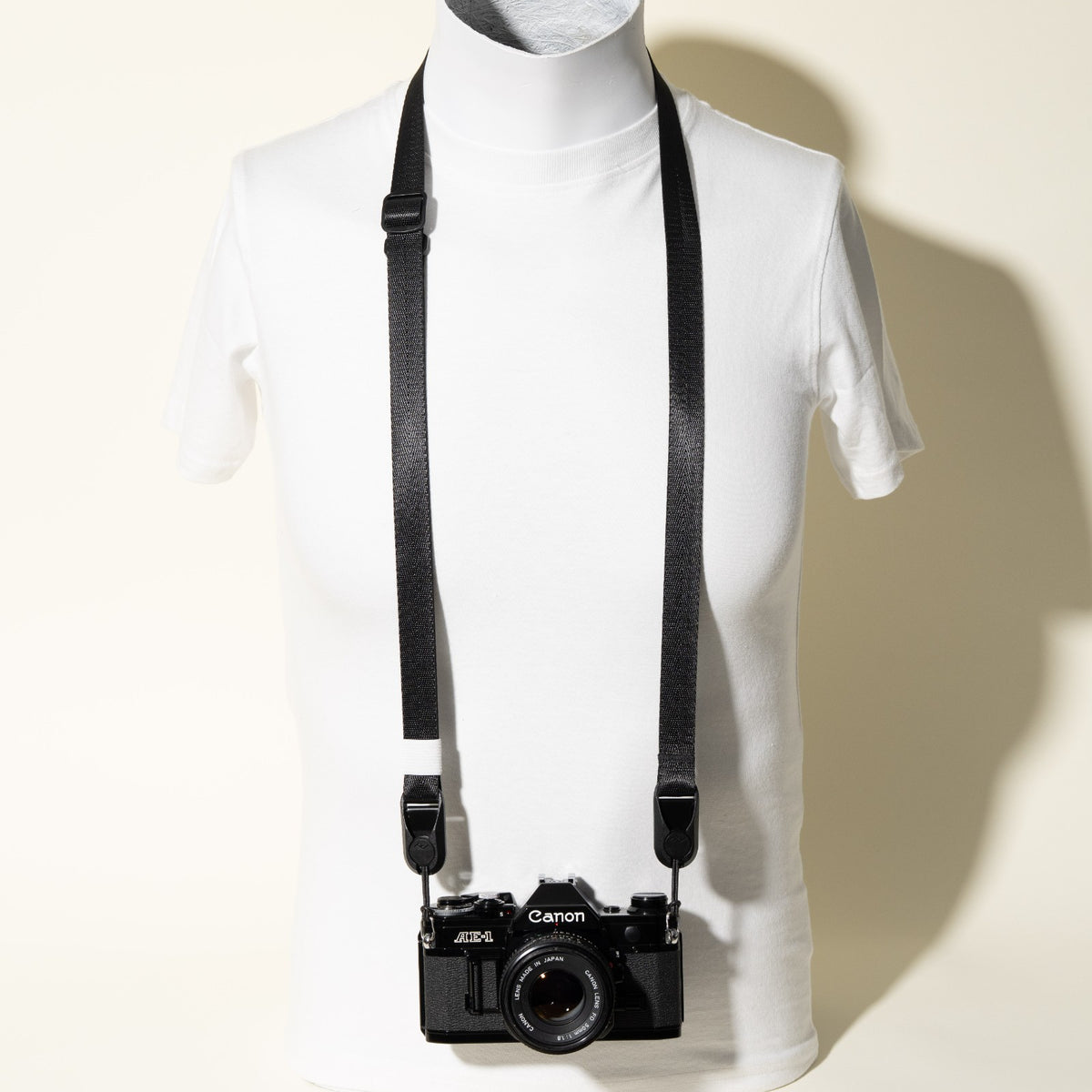 All-Black Nylon Camera Strap 1.25", Adjustable 32-58" + Peak Design Anchors