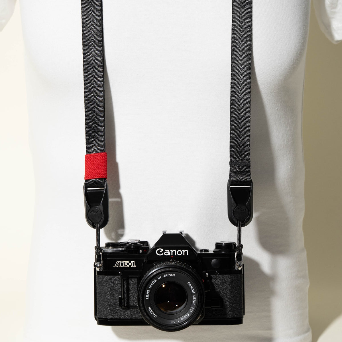 All-Black Nylon Camera Strap 1.25", Adjustable 32-58" + Peak Design Anchors