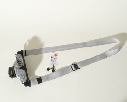 Silver Nylon Camera Strap 1.25", Adjustable 32-56", D-Ring + Peak Design Anchors