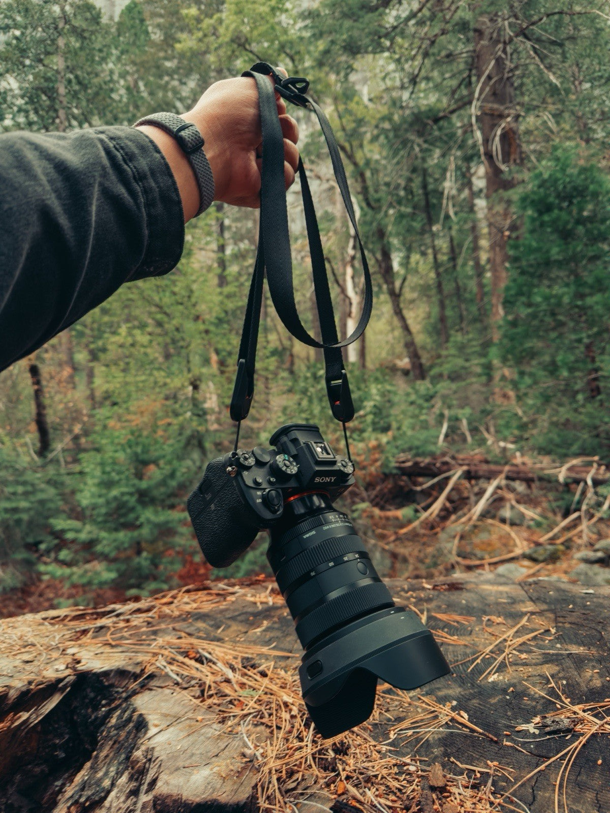 Black Slim Camera Strap Combo, 32-58" Adjustable Neck + 16" Wrist Strap