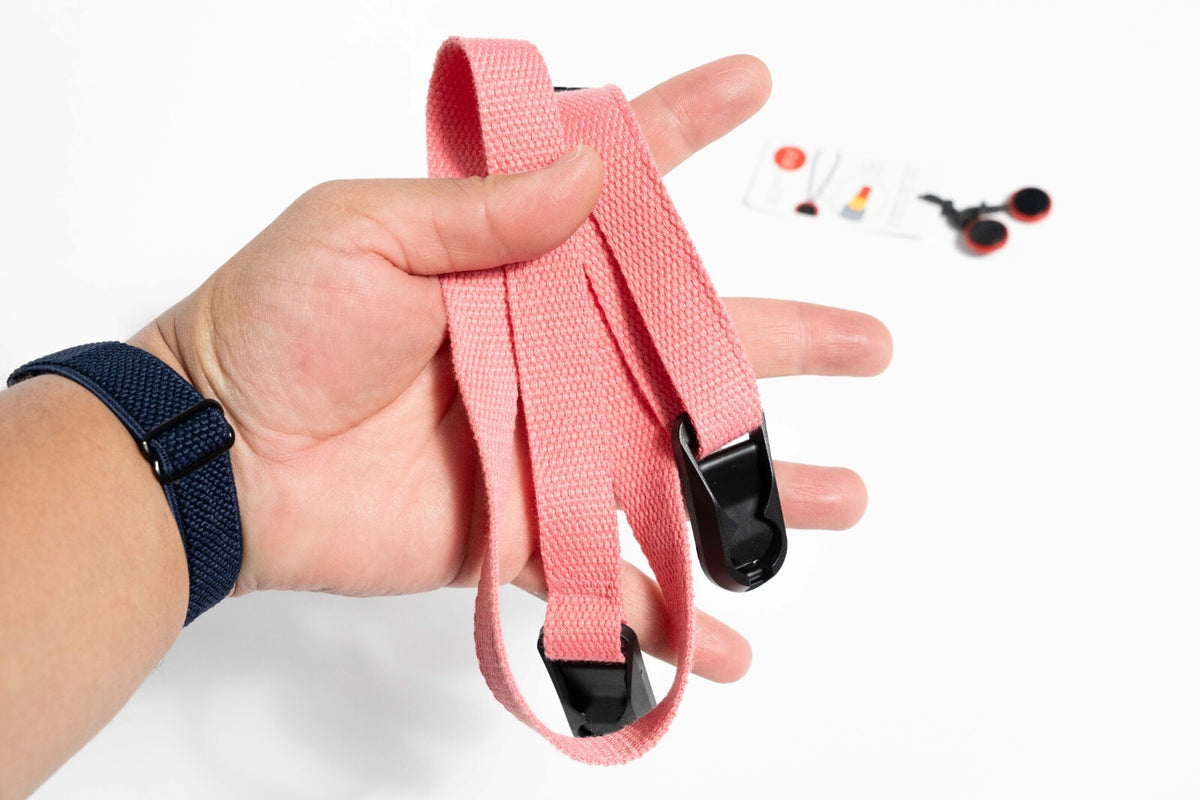 Small Pink Striped Camera Neck Strap, Adjustable 20-35" + Peak Design Anchors