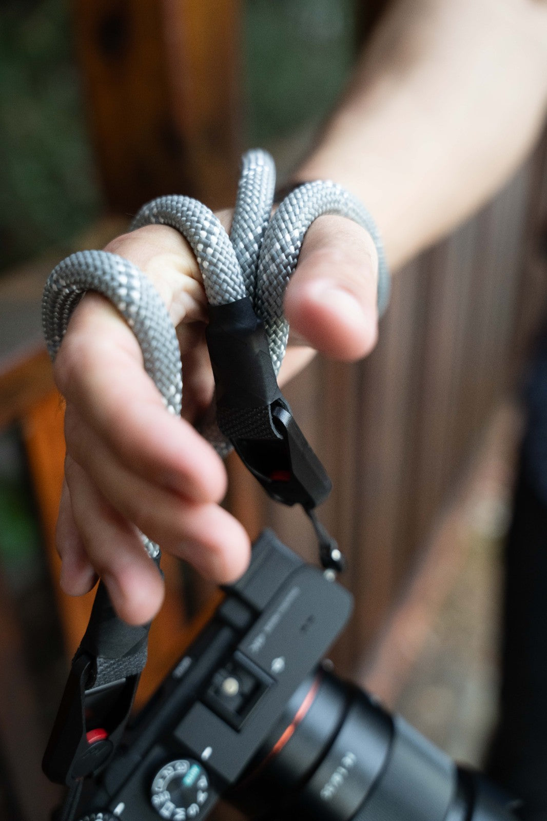 Grey Climbing Rope Camera Strap 42", Neck or Wrist + Peak Design Anchors