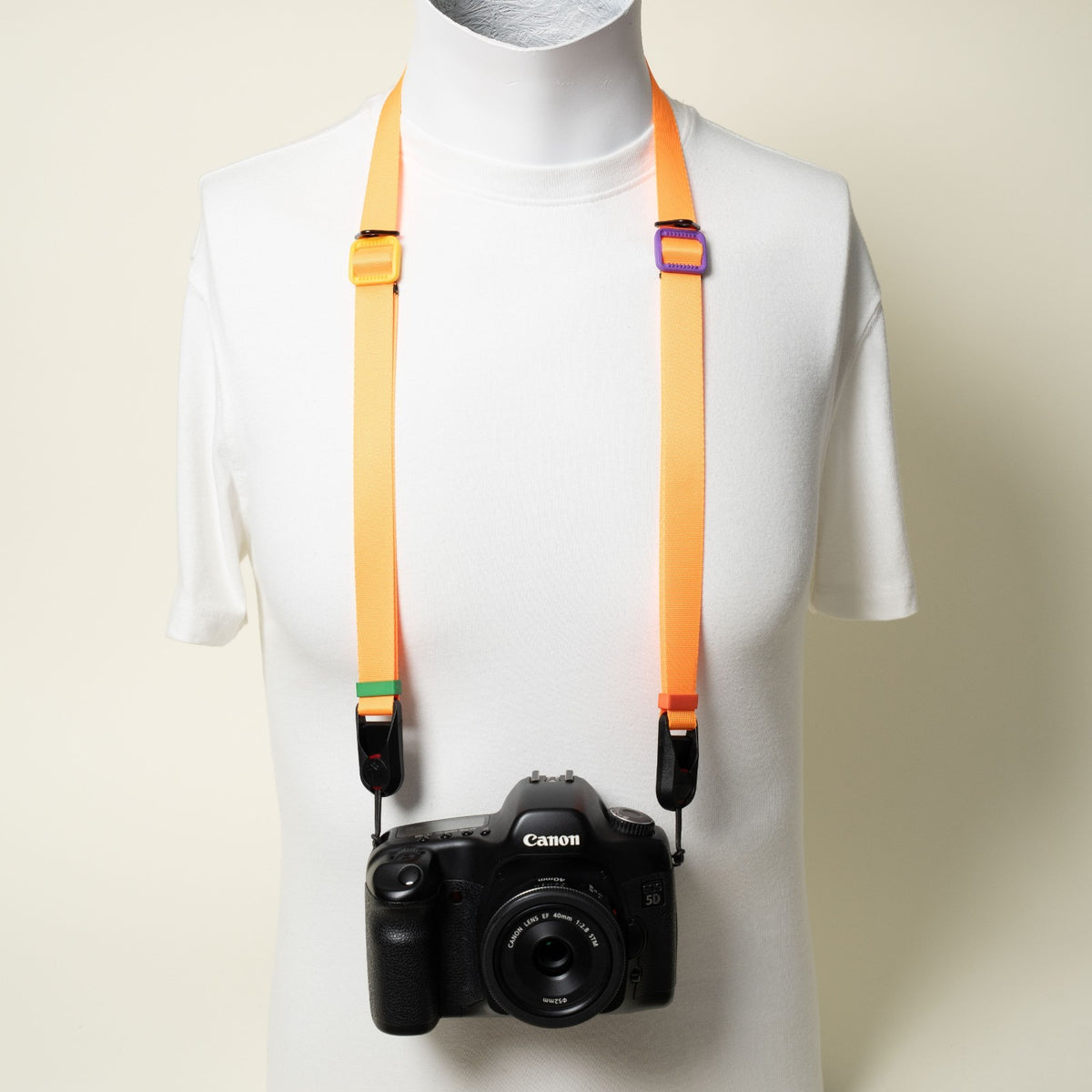 Orange Nylon Camera Strap, Dual Adjustable 26-50" or Wrist + Peak Design Anchors