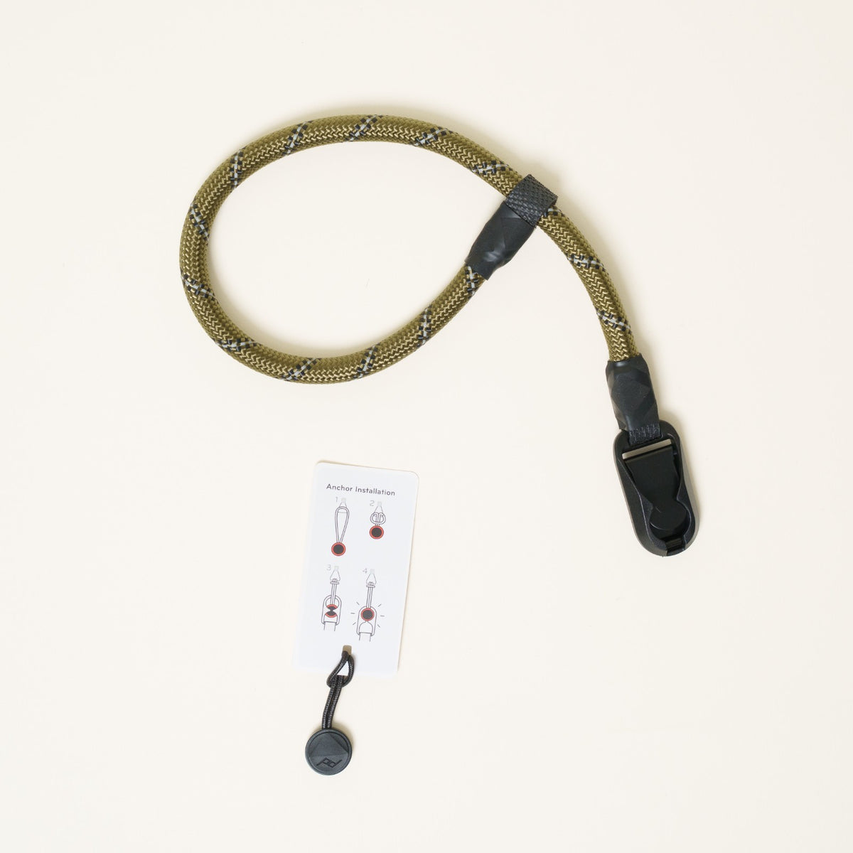 Green Climbing Rope Camera Strap 40", Neck or Wrist + Peak Design Anchors