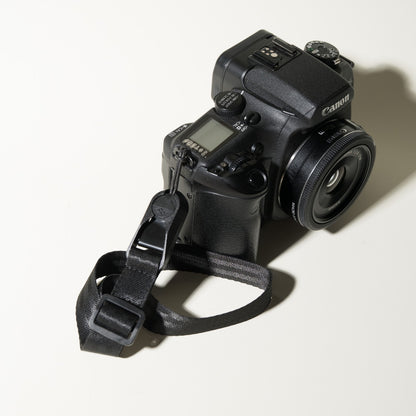 Black Seatbelt Nylon Camera Wrist Strap 16", Adjustable + Peak Design Anchor