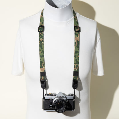 Green Camo Dual Adjustable Camera Strap 35-50", Accessory Mount + Peak Design Anchors