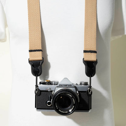 Tan Khaki Heavy Duty Cotton Camera Strap 40" x 1.25" + Peak Design Anchors
