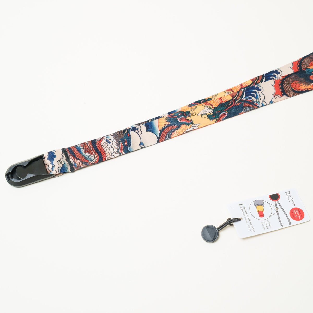 Japanese Print Camera Lanyard, Great Wave, Dragon or Anime, 1" x 38" + Peak Design Anchor