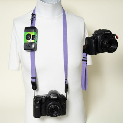 Purple Cotton Camera Strap, Adjustable Neck 30-50" or Wrist + Peak Design Anchors