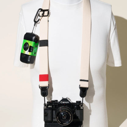 Off-White Heavy Duty Cotton Camera Strap 1.25", Adjustable 26-50" + Peak Design Anchors