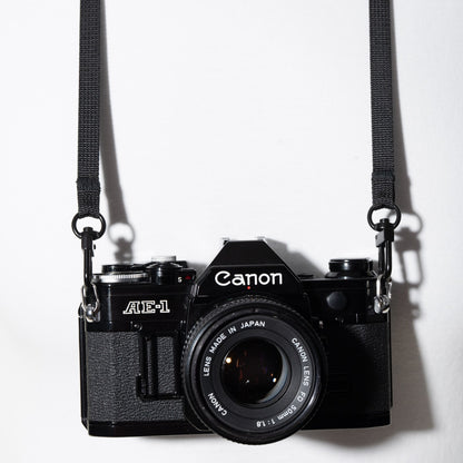 Slim Black Nylon Camera Neck Strap 32", Swivel Clasp Quick Release