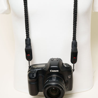 Black Braided Paracord Camera Strap, Neck 44" or Wrist + Peak Design Anchors