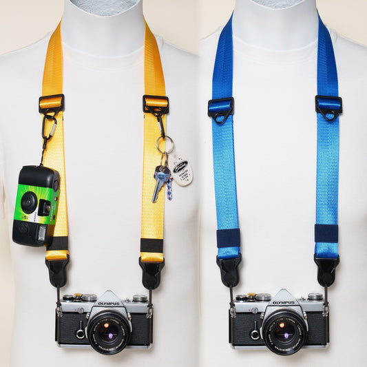 Premium Dual Adjustable Camera Strap 32-52", Royal Blue or Gold + Peak Design Anchors