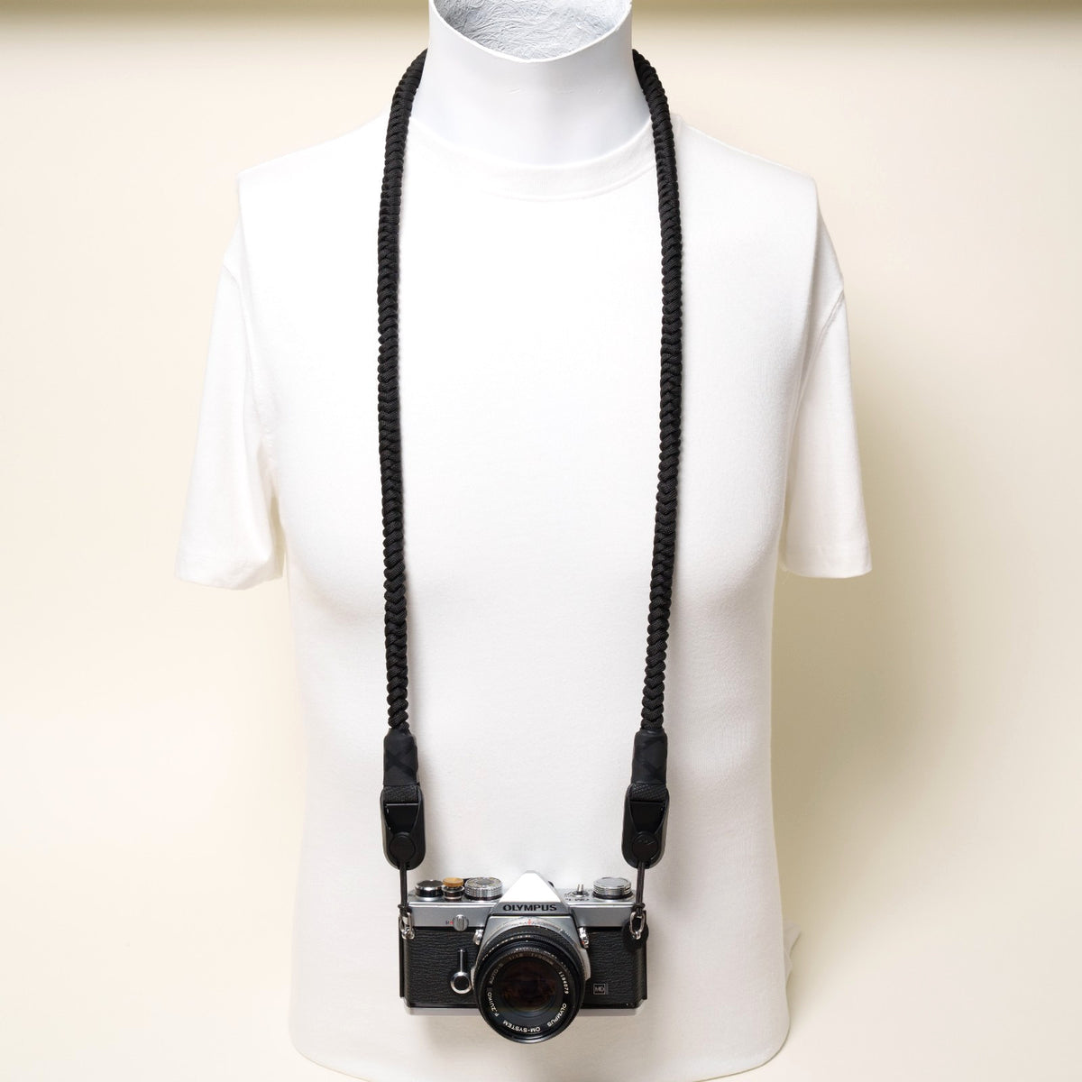Black Braided Paracord Camera Strap, Neck 44" or Wrist + Peak Design Anchors