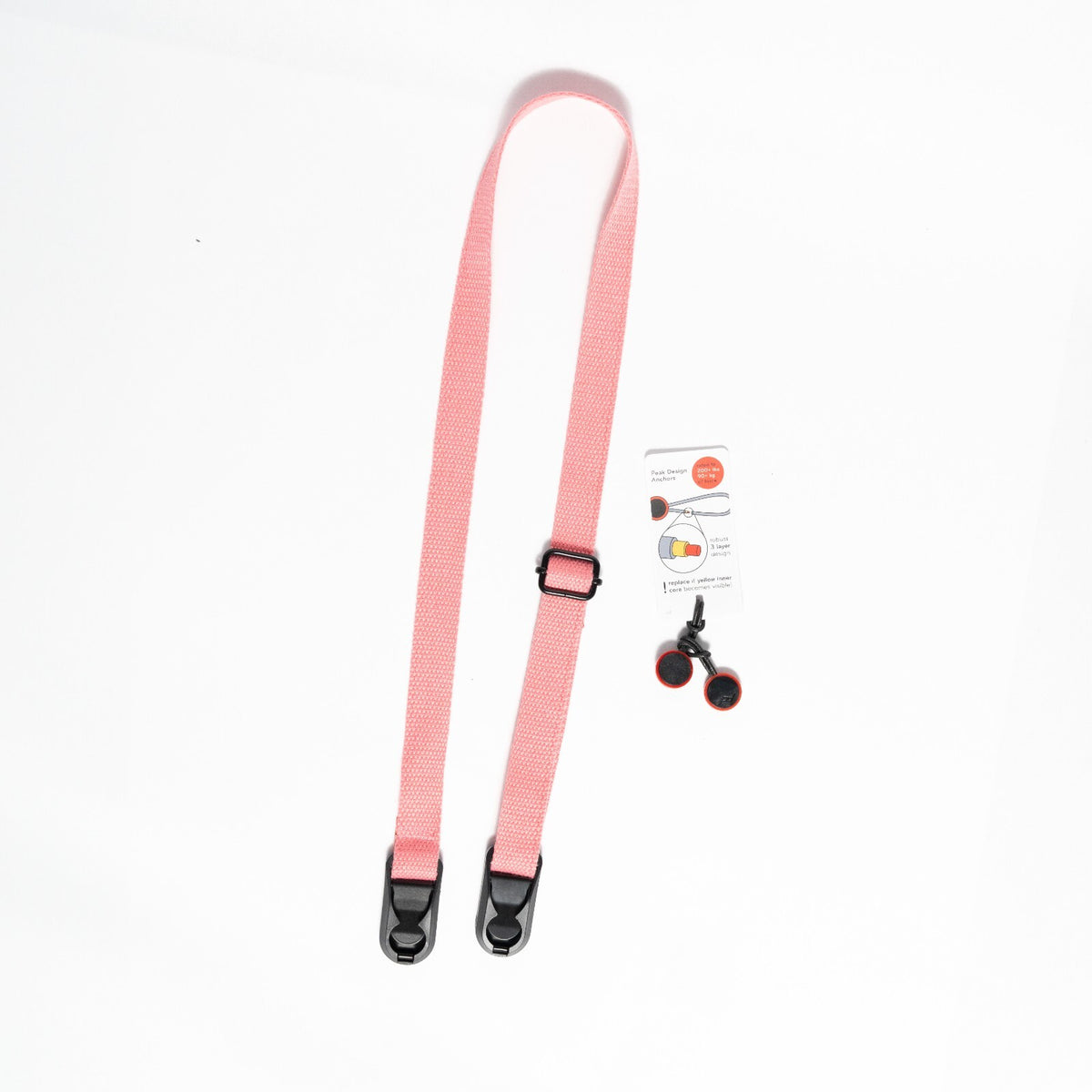 Small Pink Striped Camera Neck Strap, Adjustable 20-35" + Peak Design Anchors