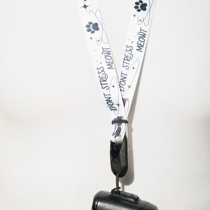 "Don't Stress Meowt" Cat Camera Lanyard, 1" x 38" + Peak Design Anchor