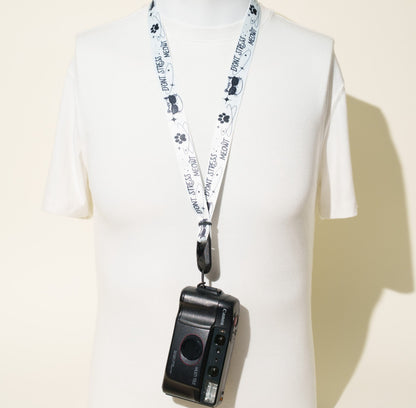 "Don't Stress Meowt" Cat Camera Lanyard, 1" x 38" + Peak Design Anchor