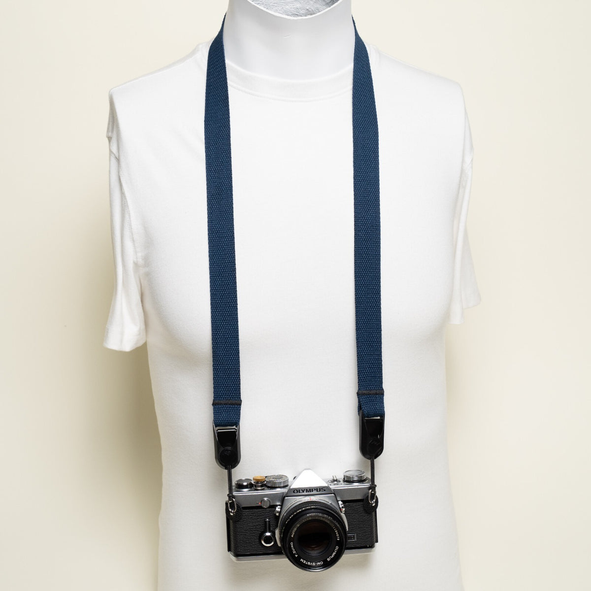 Cotton Camera Neck Strap 40" x 1", Navy Blue, Khaki or Olive Green + Peak Design Anchors