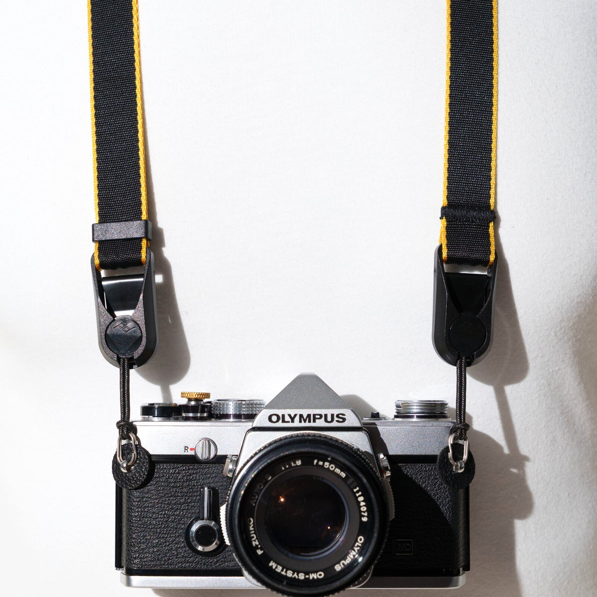 Black & Gold Stripe Camera Strap, Adjustable 22-40" + Peak Design Anchors