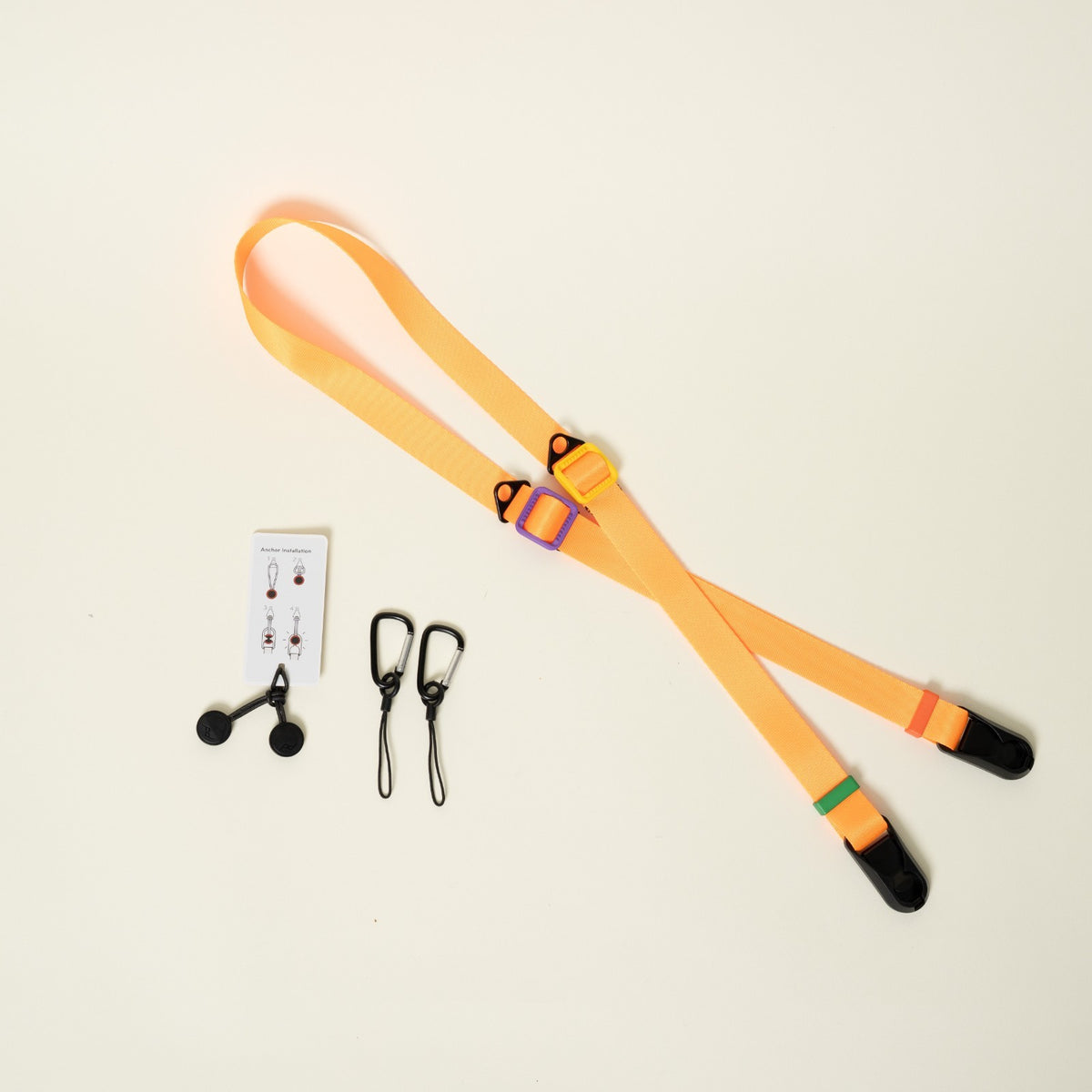 Orange Nylon Camera Strap, Dual Adjustable 26-50" or Wrist + Peak Design Anchors