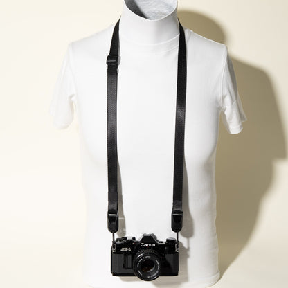 All-Black Nylon Camera Strap 1.25", Adjustable 32-58" + Peak Design Anchors