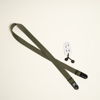 Cotton Camera Neck Strap 40" x 1", Navy Blue, Khaki or Olive Green + Peak Design Anchors