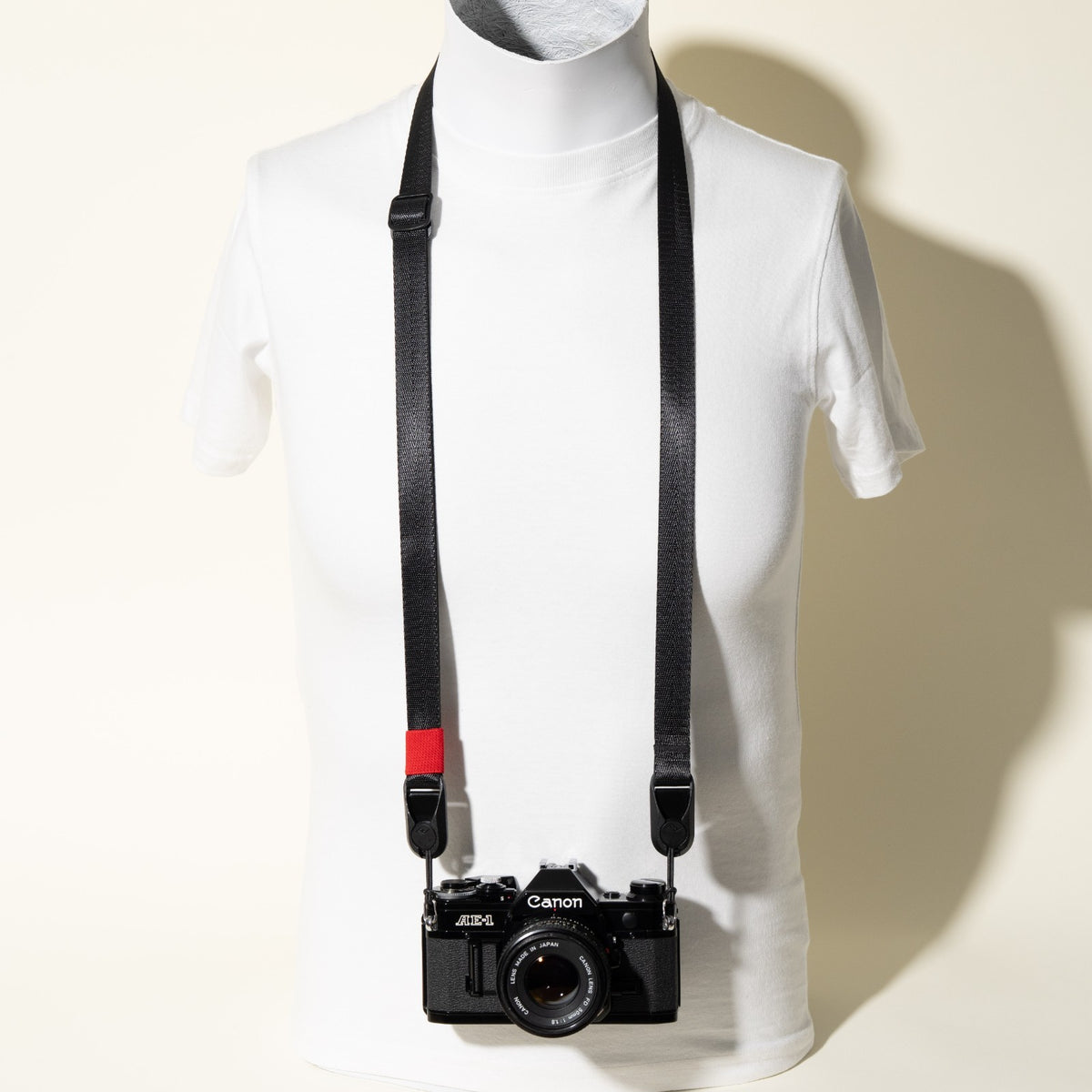All-Black Nylon Camera Strap 1.25", Adjustable 32-58" + Peak Design Anchors