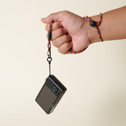 Blue & Orange Paracord Camera Strap, 38" Lanyard or 16" Wrist