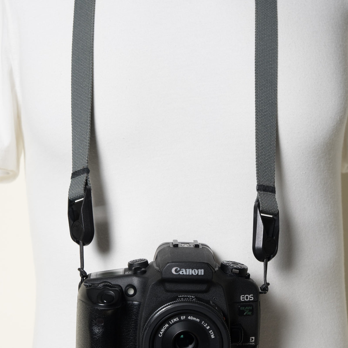 Grey Slim Minimalist Camera Neck Strap 42" x 3/4" + Peak Design Anchors