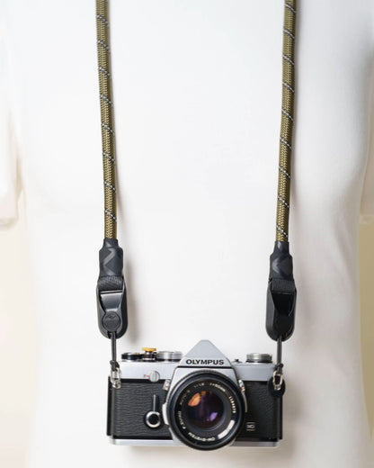 Green Climbing Rope Camera Strap 40", Neck or Wrist + Peak Design Anchors