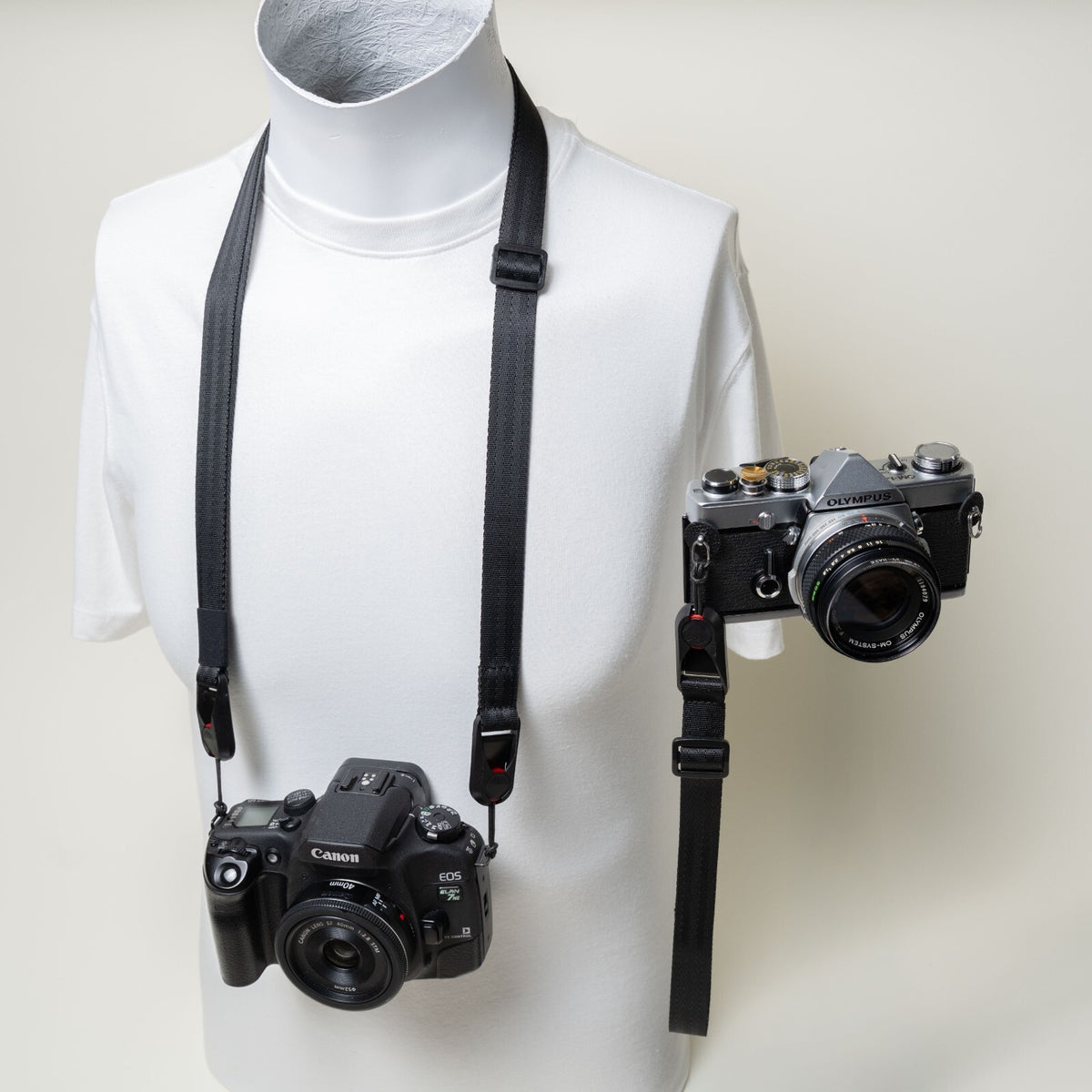 Black Slim Camera Strap Combo, 32-58" Adjustable Neck + 16" Wrist Strap