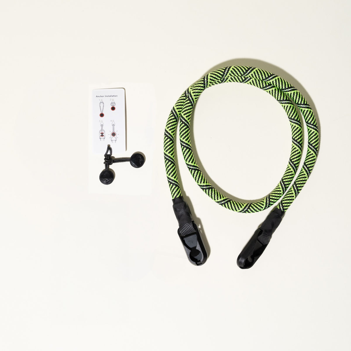 Lime Green & Black Climbing Rope Camera Strap, Neck 40" or Wrist + Peak Design Anchors