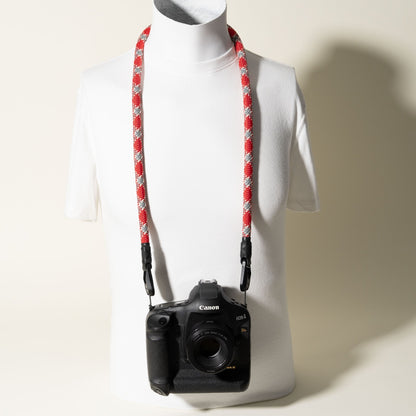 Thick 13mm Climbing Rope Camera Strap 42", Red & Grey + Peak Design Anchors