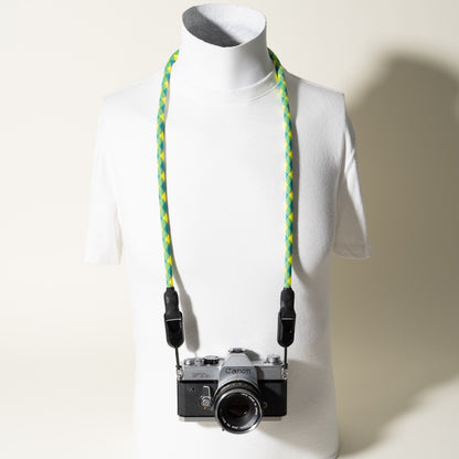 Green & Yellow Rope Camera Strap, 2-Point or Single-Point + Peak Design Anchors